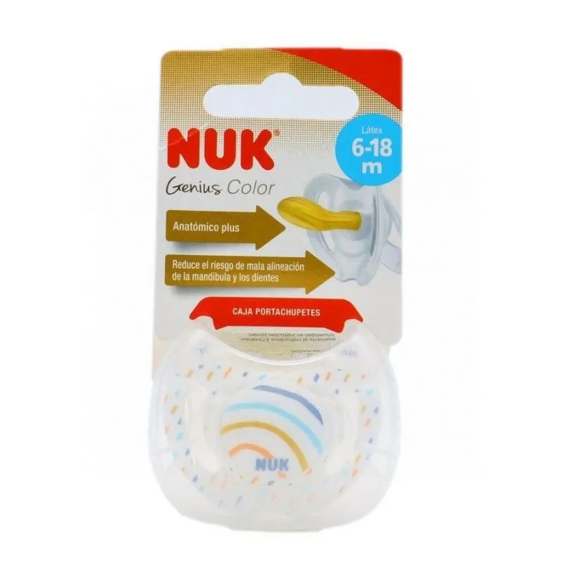 Nuk Chupete Látex Anatómico 6-18M 1ud + Portachupetes