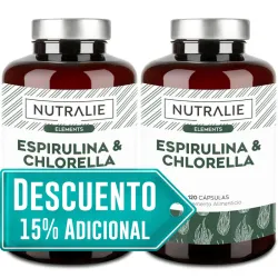 Nutralie Espirulina y Chlorella 1800mg 180 Cápsulas + 180 Cápsulas