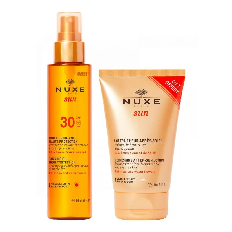 Nuxe Sun Aceite Bronceador Rostro y Cuerpo SPF-30 + Leche Refrescante After Sun 100ml
