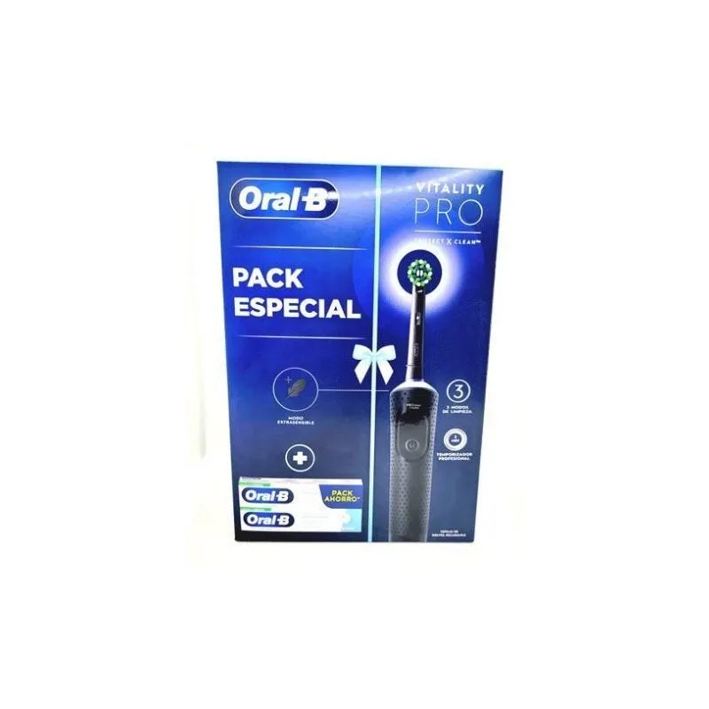 Oral-B Cepillo Eléctrico Vitality Pro Negro + Duplo Pasta 2 x 100ml