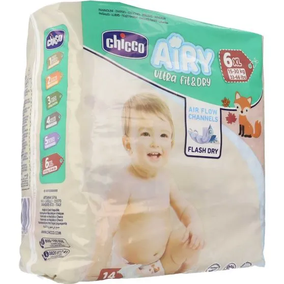 14 Pañales Chicco Airy  Talla 6 (15 - 30 kg)