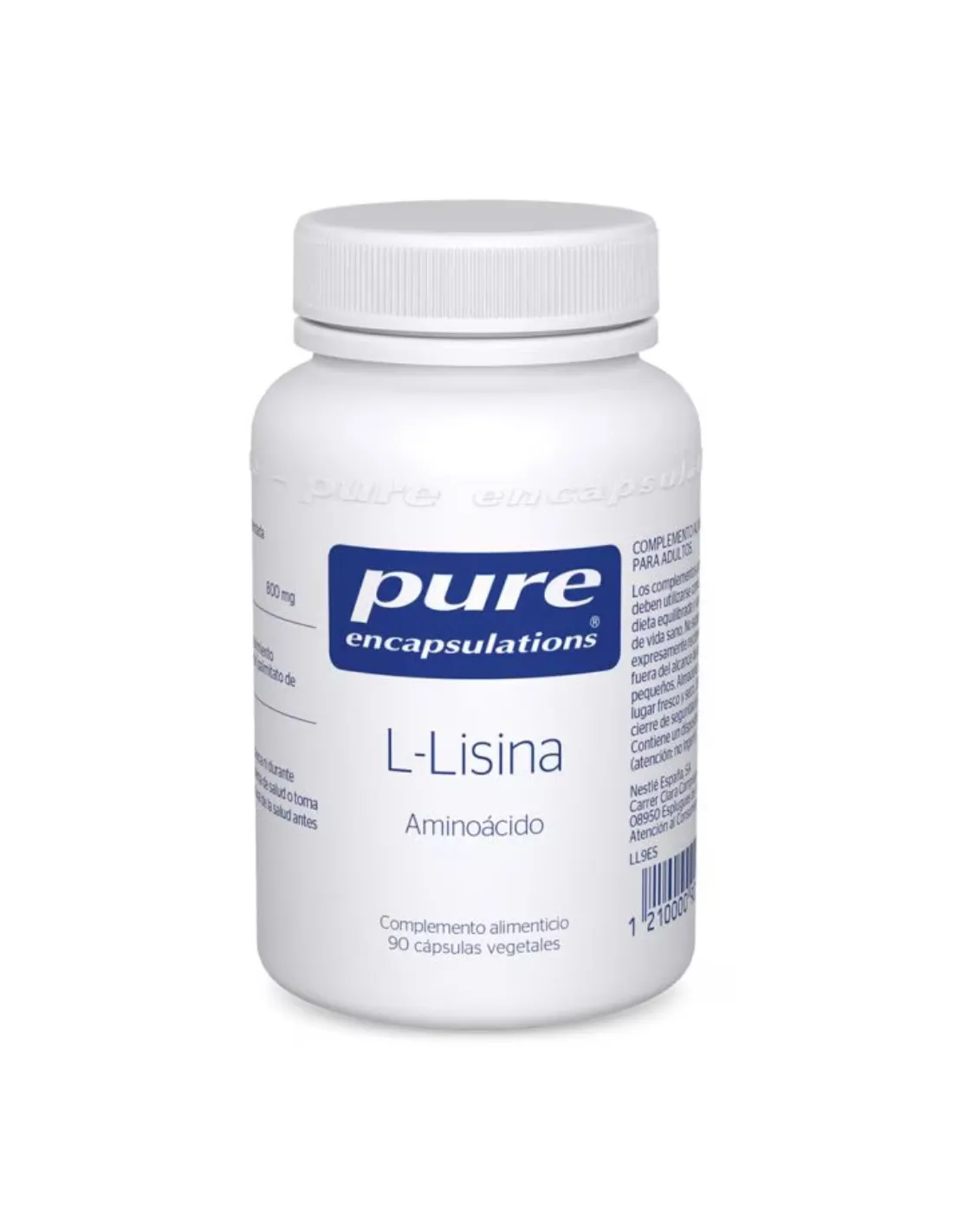 PURE L-Lisina Aminoácido 90 Cápsulas Vegetales