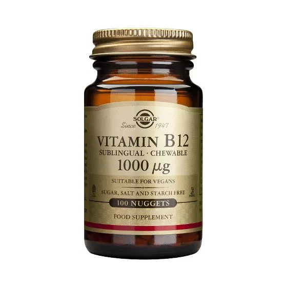 Solgar Vitamina B12 1000 μg (Cianocobalamina) 100 Comprimidos Masticables