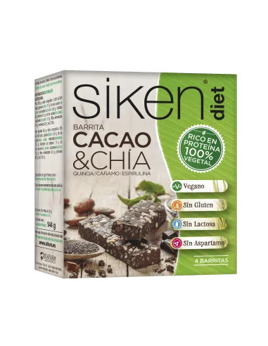 SIKEN SIKENDIET BARRITA CACAO Y CHÍA 4 UNIDADES