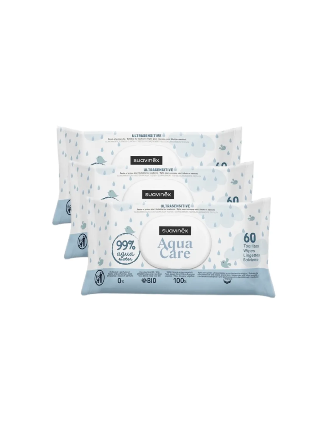 SUAVINEX Toallitas Aqua Care Ultrasensitive 3x60 Unidades