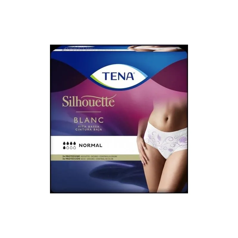 Tena Silhouette Normal Cintura Baja Blanco Talla Grande 12 uds