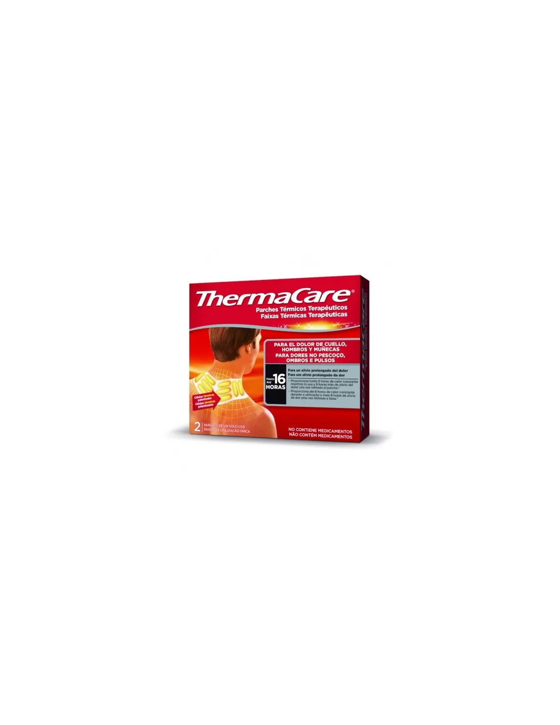 Thermacare parche térmico cuello hombro muñeca 2 parches 16 horas de alivio