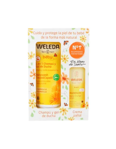 WELEDA BEBÉ CALÉNDULA CHAMPÚ Y GEL DE DUCHA 2 EN 1 200 ML + CREMA PAÑAL 30 ML PACK